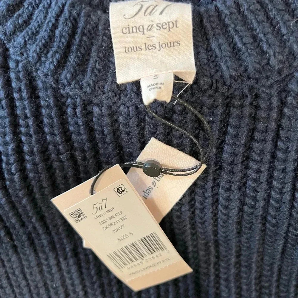 CINQ À SEPT NWT Eddie Cropped Slouchy Side Tie Knit Sweater Crop S - Picture 11 of 11